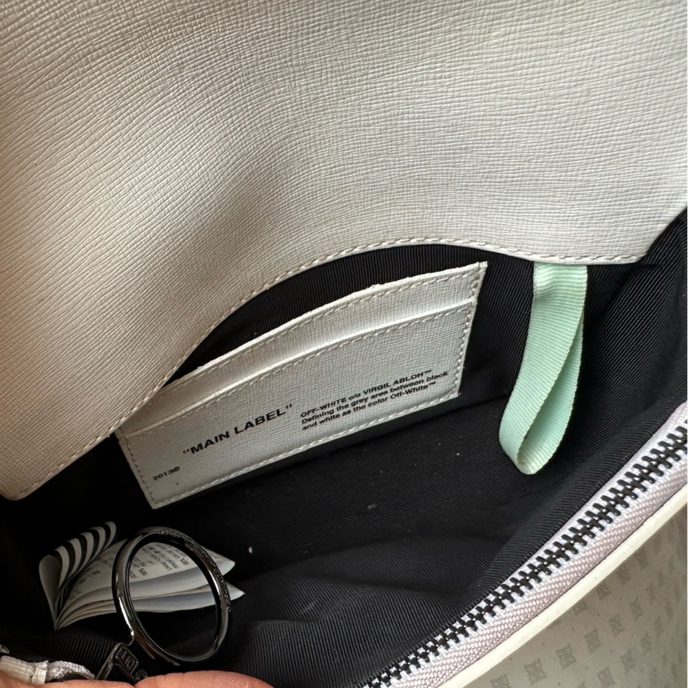 Off-White Diagonal Mini Flap Crossbody Bag Black White Binder Clip - Picture 12 of 12